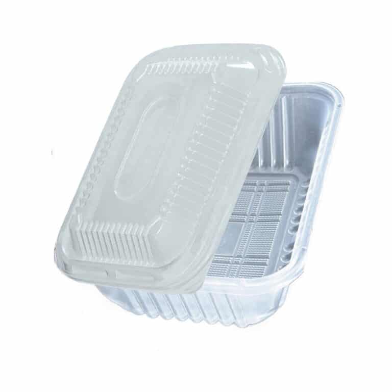 Bandeja Plastica Descartable Rectangular Con Tapa 103 PP Apta