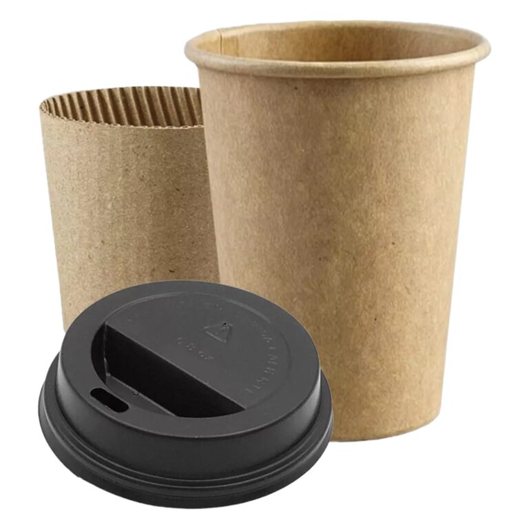 Vaso De Polipapel Kraft Con Tapa Y Collarin De Cc Para Bebidas