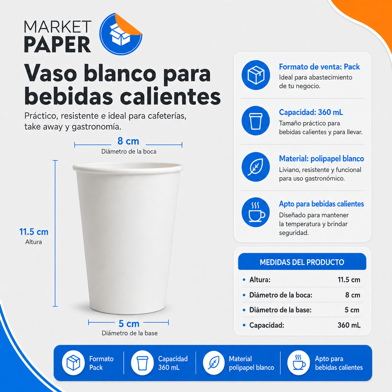 Vaso De Polipapel Blanco Descartable 360cc - Imagen 2