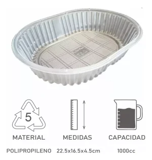 Bandeja Plastica Descartable 103 y 105 - PP Apta Microondas - Imagen 7