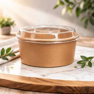 Ensaladera Kraft con Tapa Transparente – 47 oz