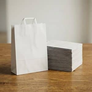 Bolsas Papel Blanca Con Manija 30x21x26