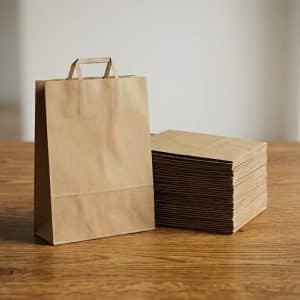Bolsas Papel Madera Kraft Con Manija 30x21x26