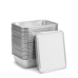 Bandeja De Aluminio F100 22cm x 16cm x 5cm Con Tapa De Carton