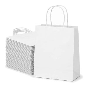 Bolsa De Papel Blanco Con Manija Retorcida 30x22x12