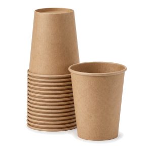 Vaso De Polipapel Kraft Con Tapa y Collarin De 240cc Para Bebidas Calientes